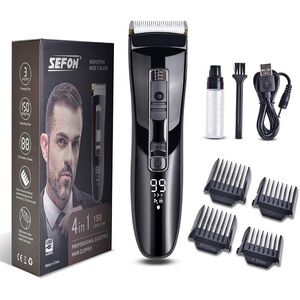 Hair Clippers for Men Professional, LCD Display Cordless Electric Beard Trimmer